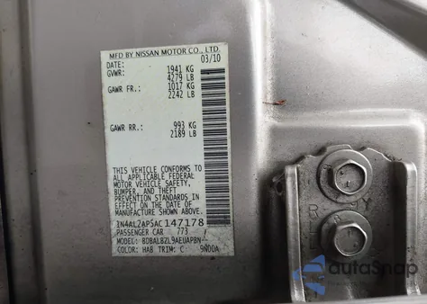 2010 Nissan Altima 2.5 S из США, поврежденный, VIN 1N4AL2AP5AC147178